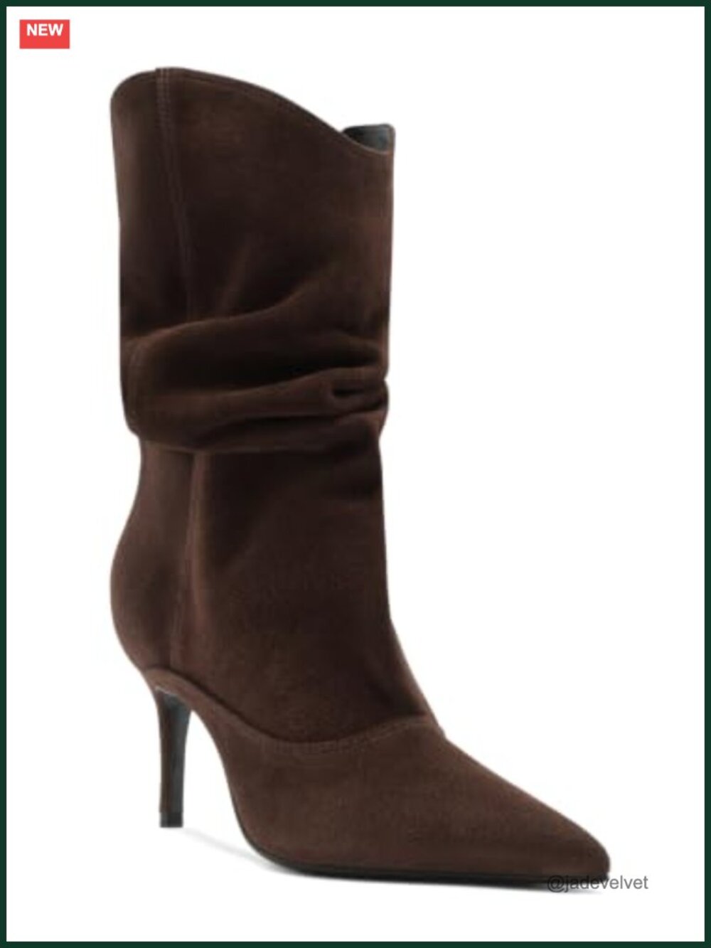 Faux Suede Pointed Toe Stiletto Mid Calf Slouch Boots Dressy